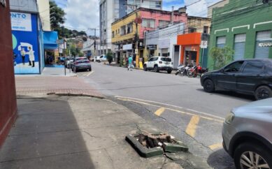 Buracos no passeio guardam ex-árvores em ruas sem sombra