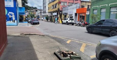 Buracos no passeio guardam ex-árvores em ruas sem sombra